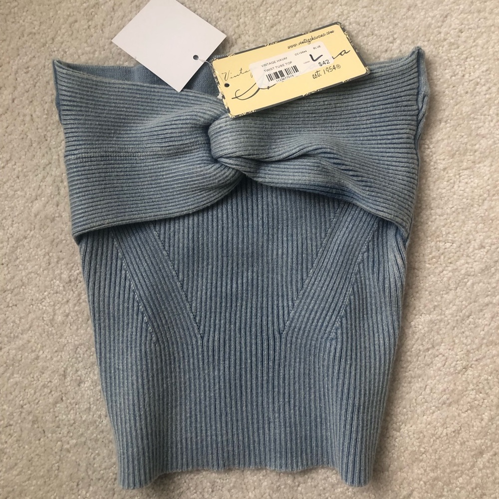 Vintage Havana Twist Strapless Top